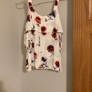 Floral cold shoulder top